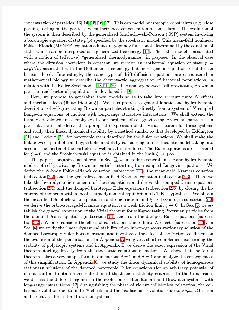 Virial theorem and dynamical evolution of self-gravitating Brownian particles and bacterial