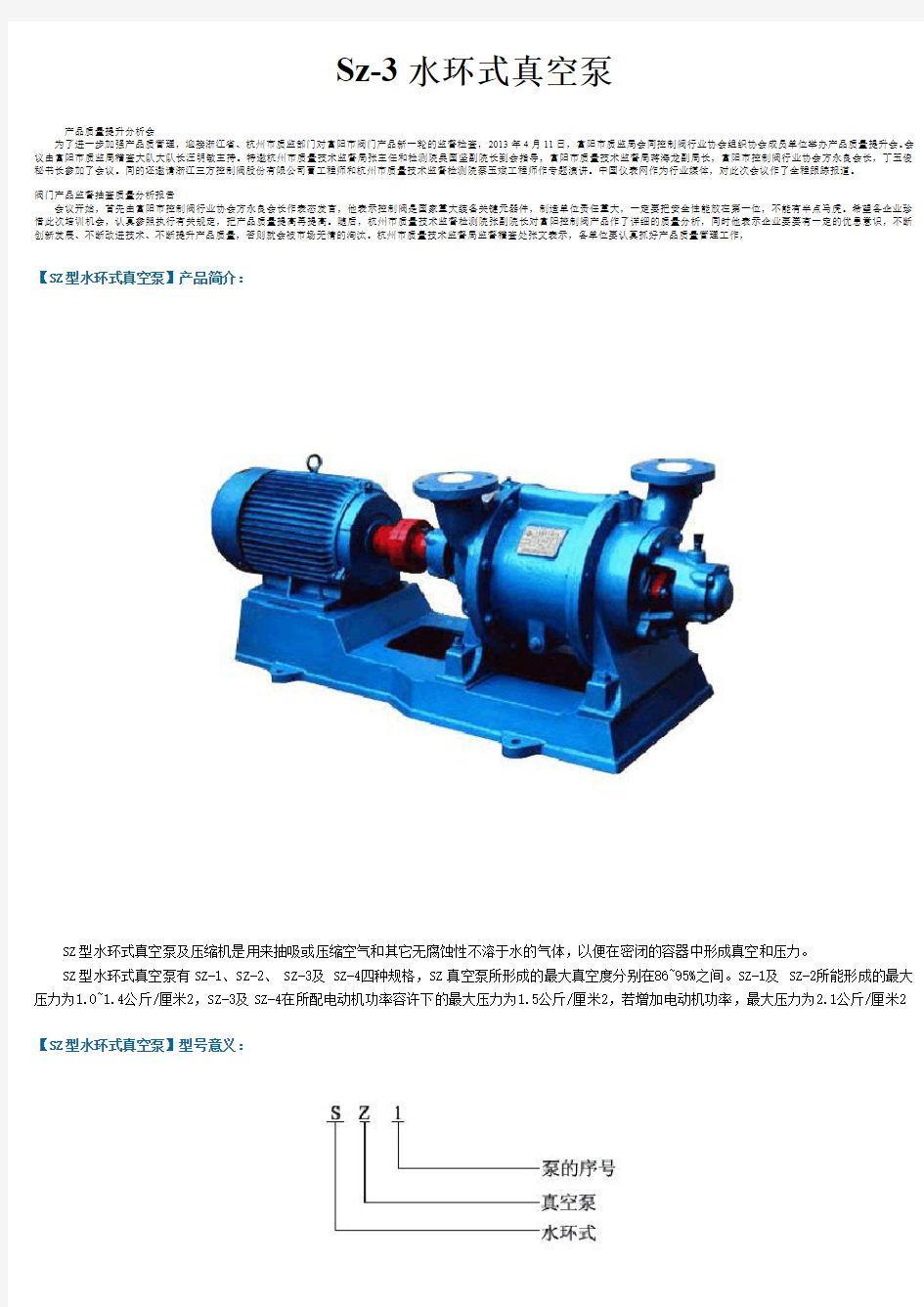 Sz-3水环式真空泵