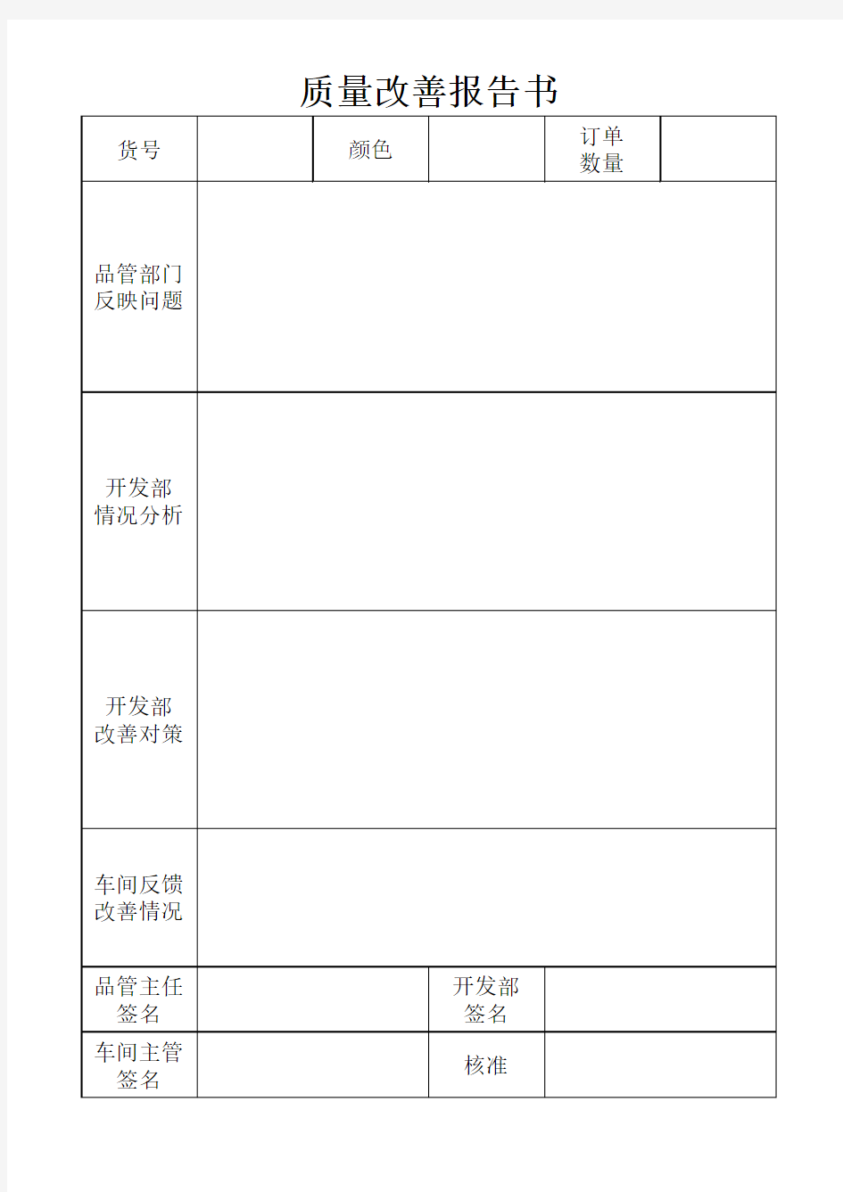 鞋厂质量改善报告书