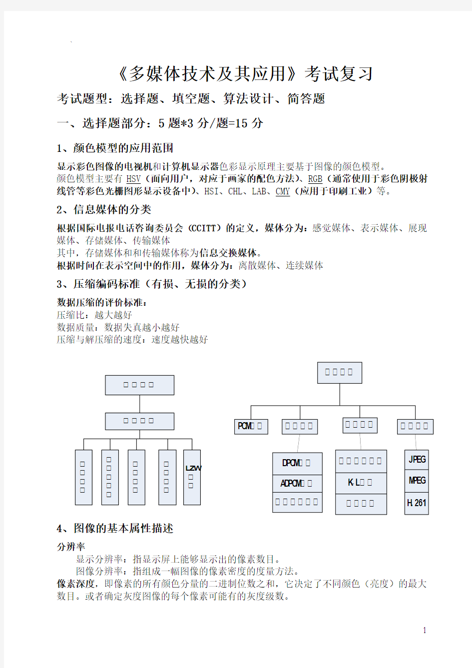 《多媒体技术及其应用》期末考试(新)