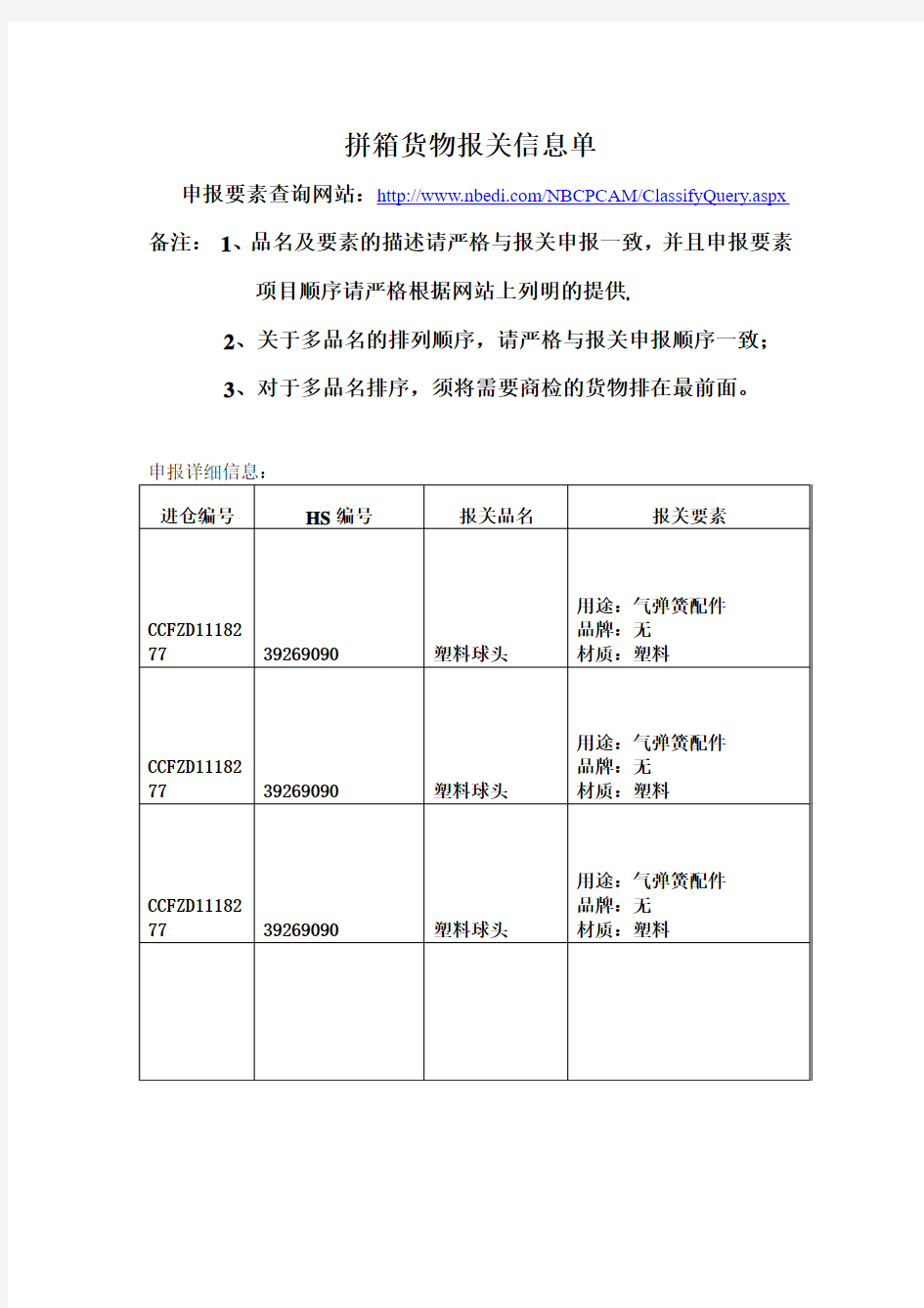 关于拼箱货提供准确信息的通知