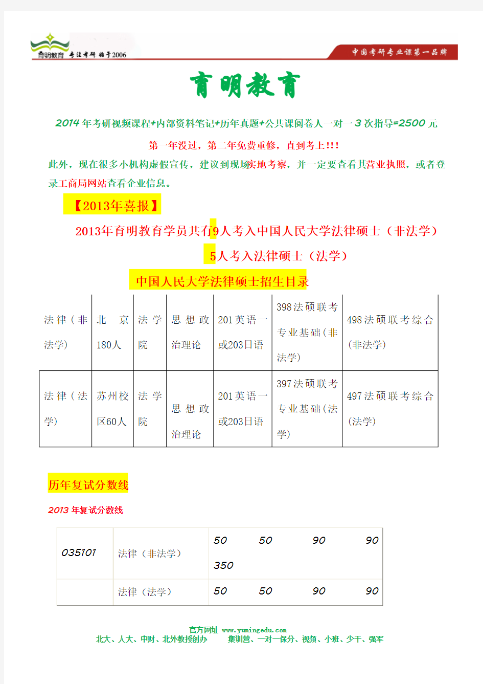 14年中国人民大学法硕专业考研导师信息-导师介绍