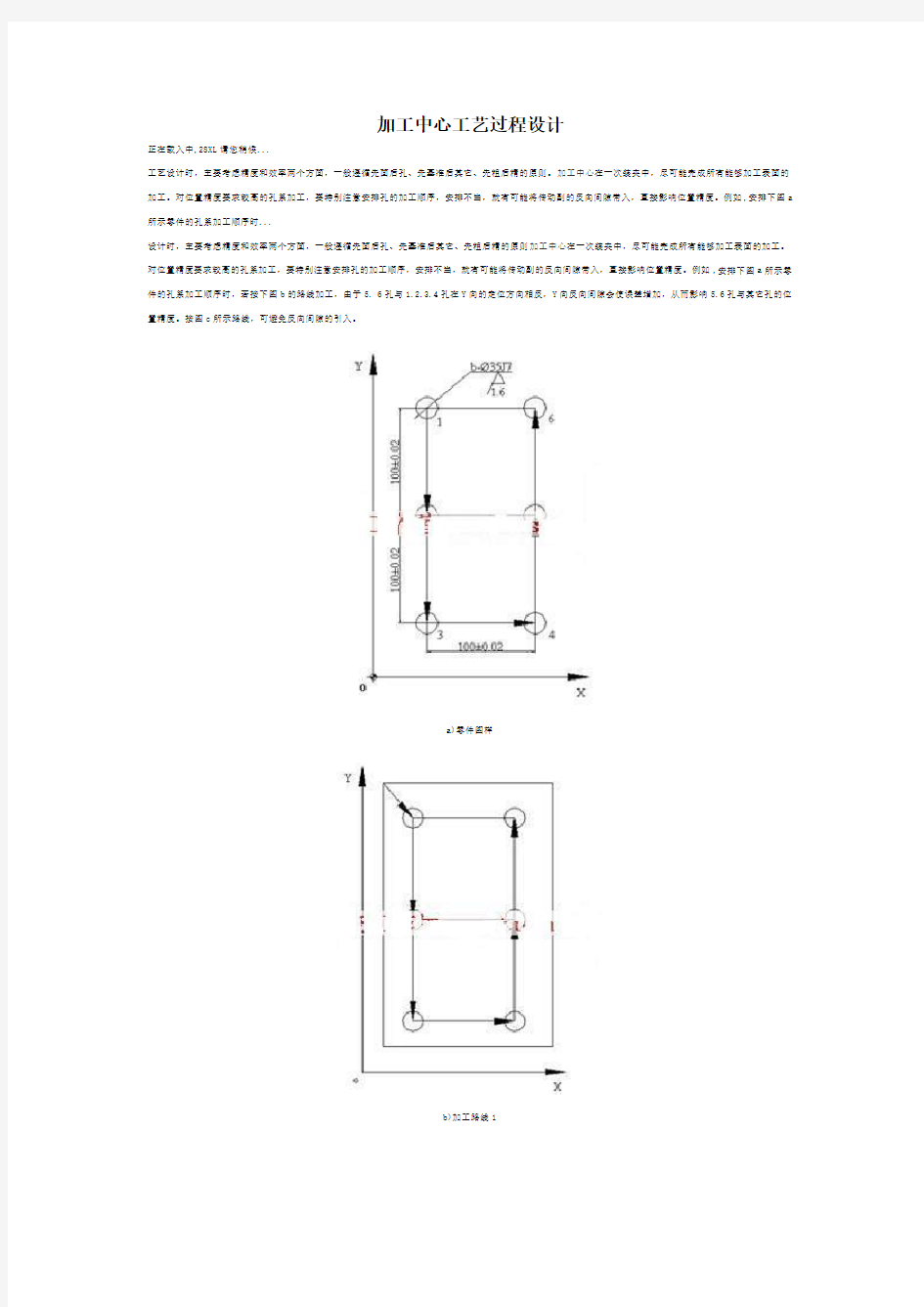 加工中心工艺过程设计