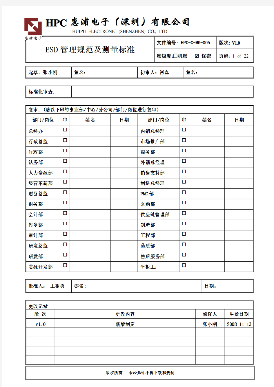 ESD管理规范及测量标准