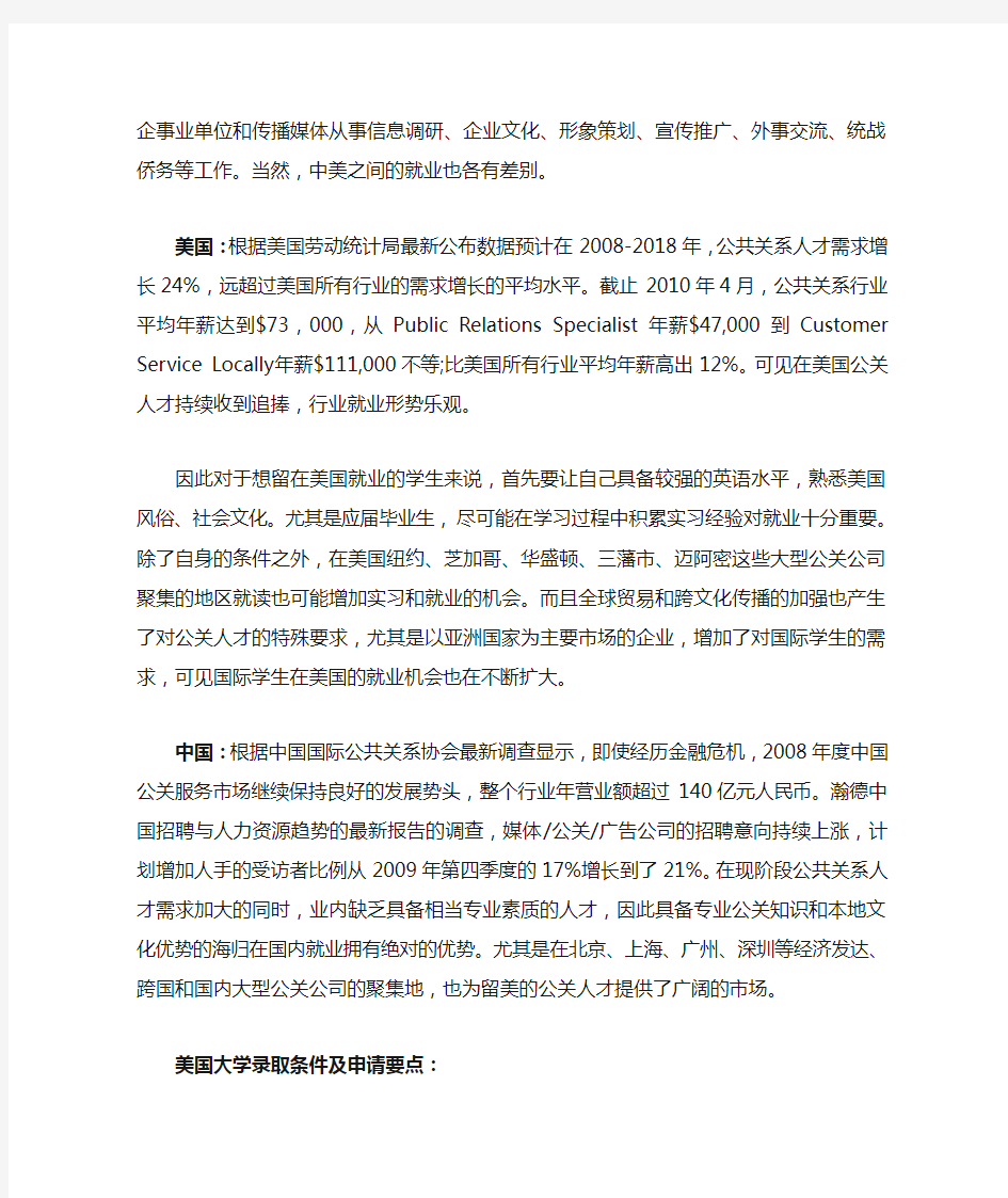 公共关系专业