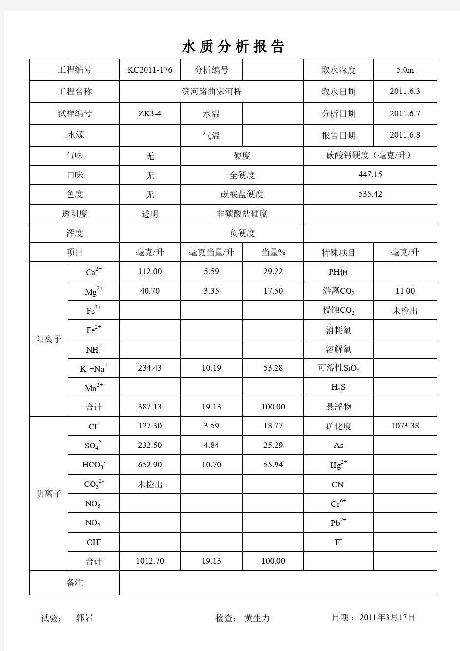 水质分析报告__自动计算