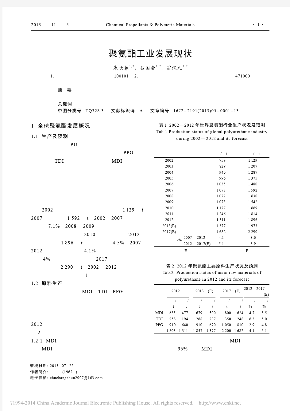 聚氨酯工业发展现状