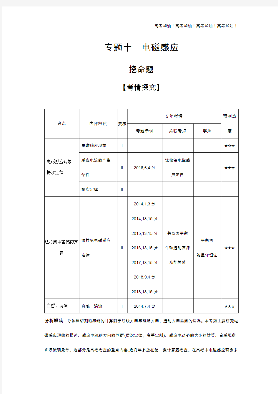 江苏版高考物理   专题十 电磁感应