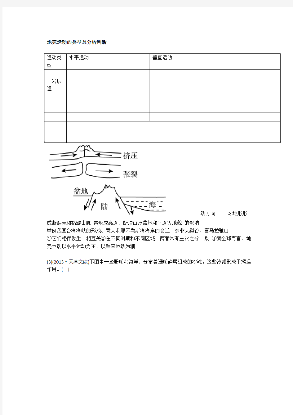 地壳运动的类型及分析判断