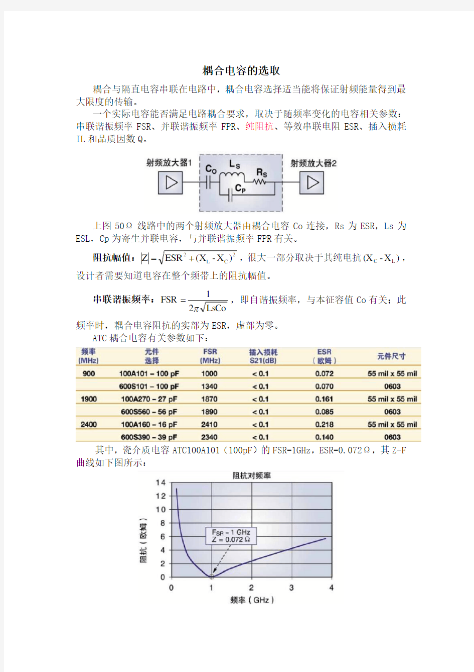 (推荐)射频微波隔直耦合电容的选择