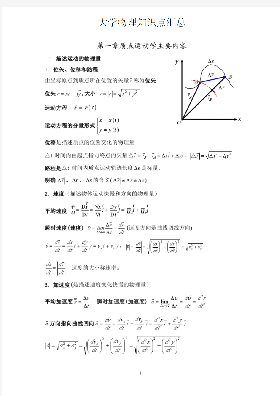 大物(上)知识点汇总