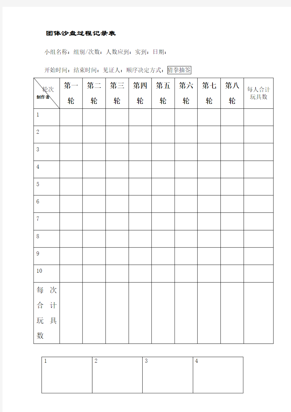 团体沙盘游戏过程记录表 版 