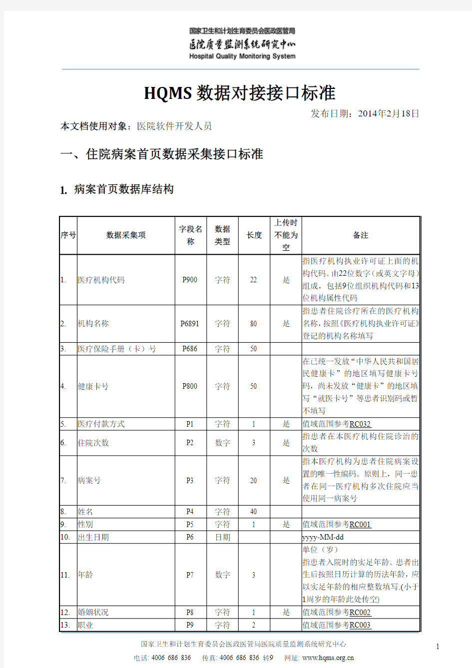 病案首页数据格式要求