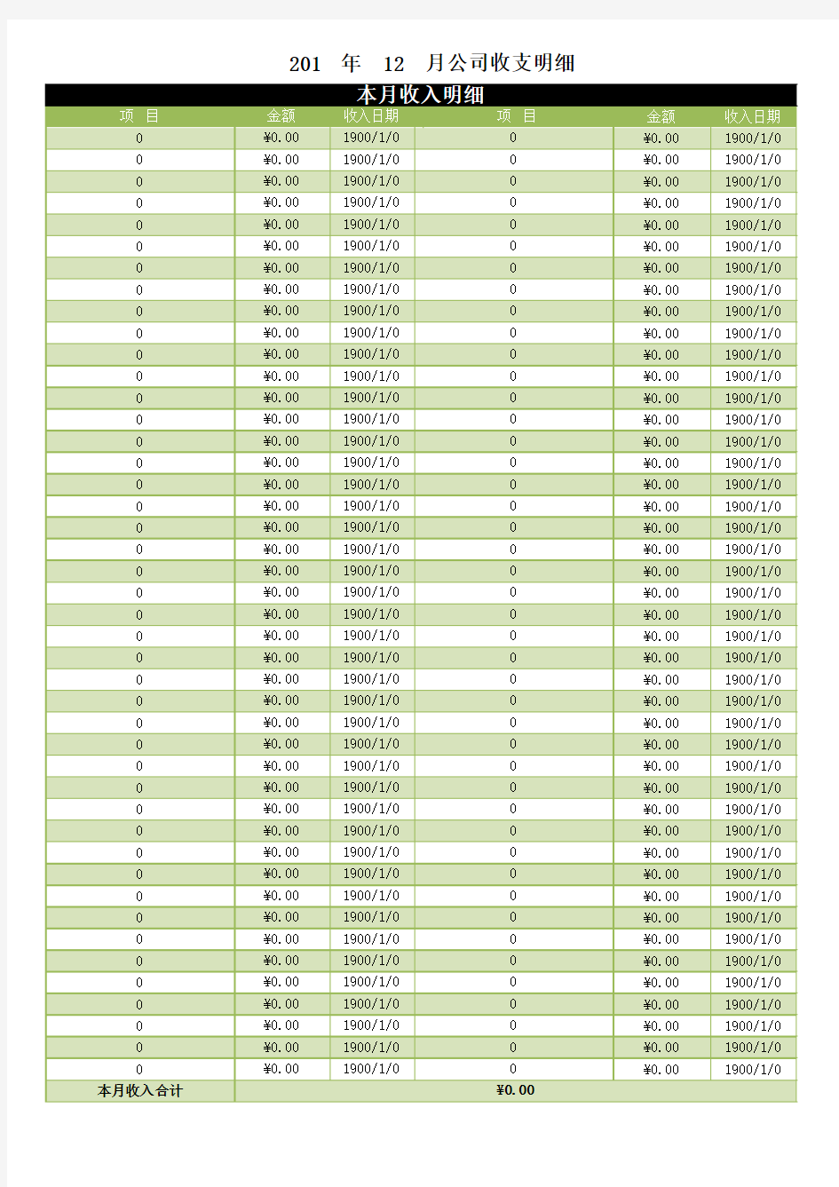 公司收支明细表模板