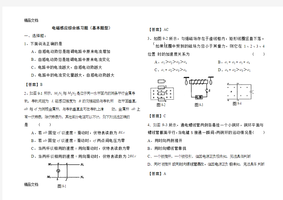 电磁感应综合练习题(基本题型-含答案)(汇编)