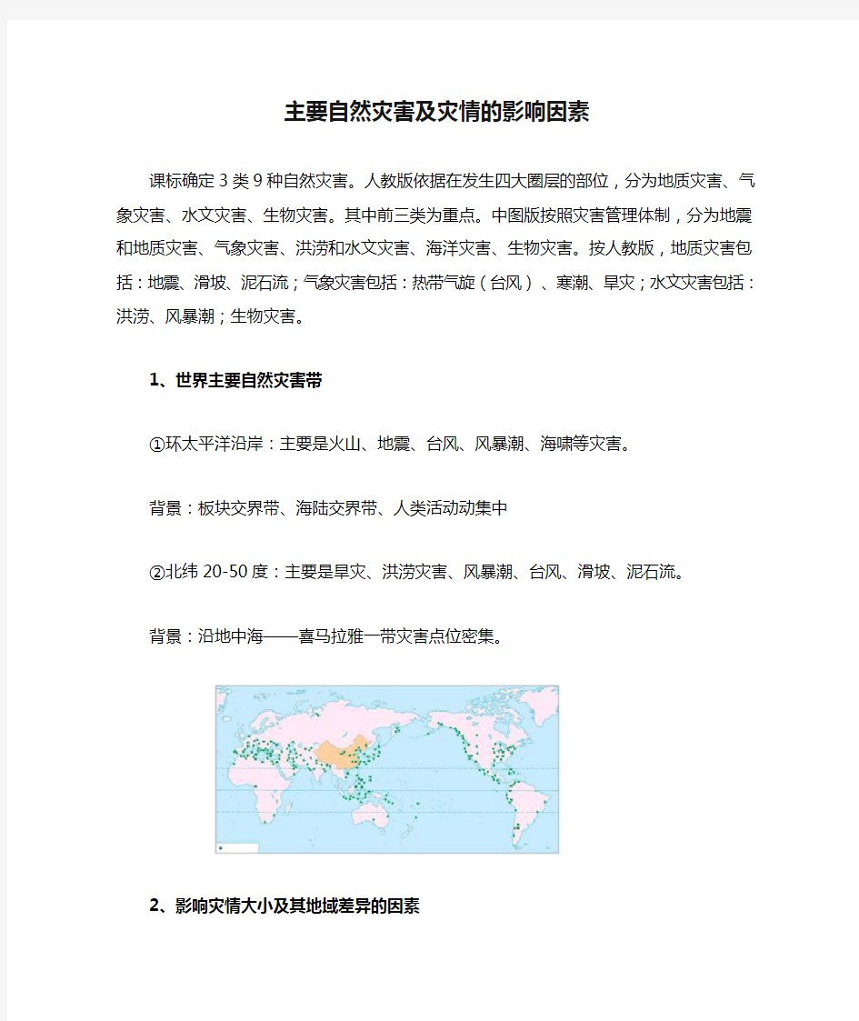 湘教版高中地理选修5 2.1主要自然灾害及灾情的影响因素
