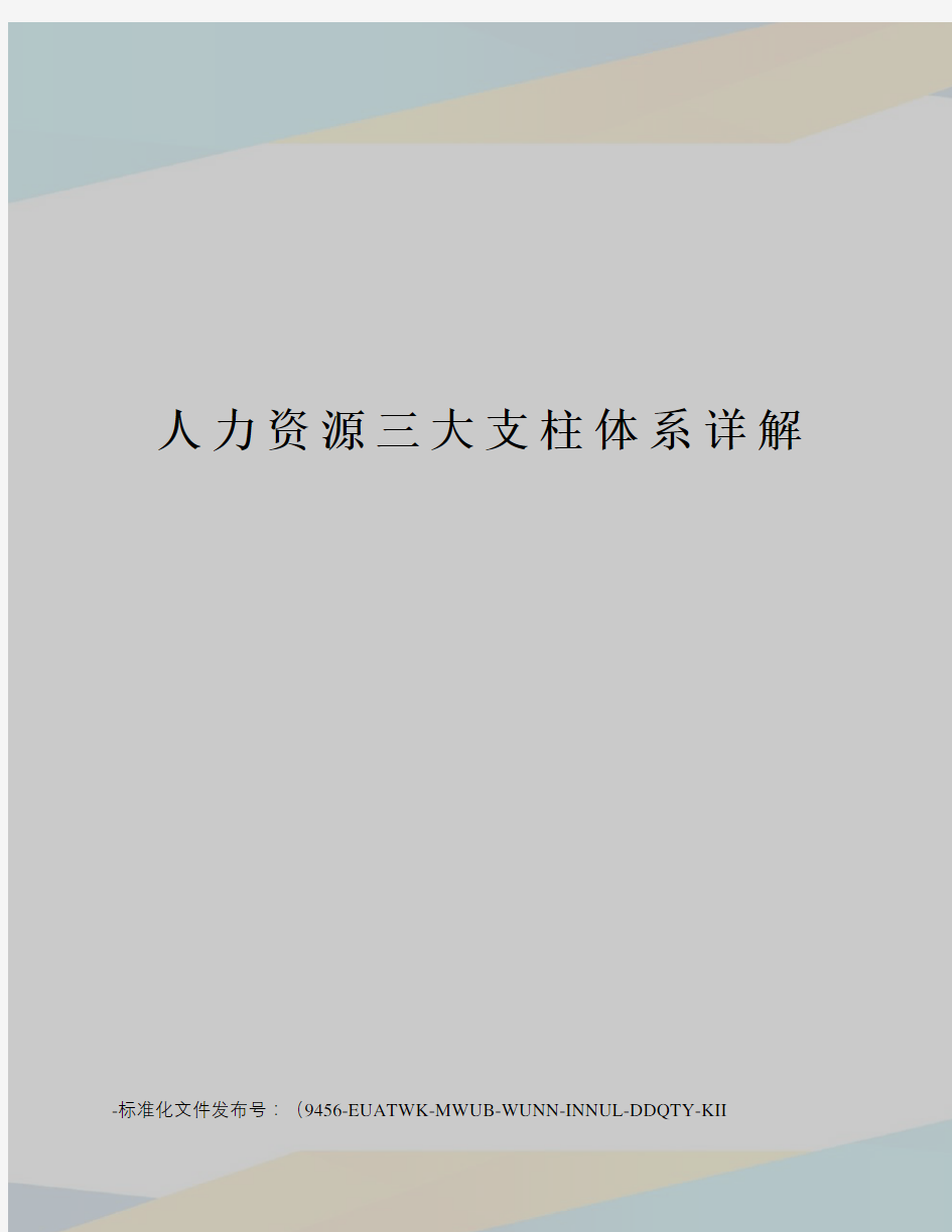 人力资源三大支柱体系详解