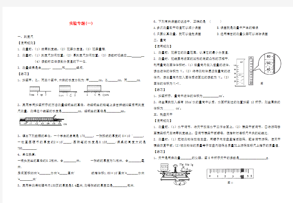 2020年中考物理专题实验专题人教版