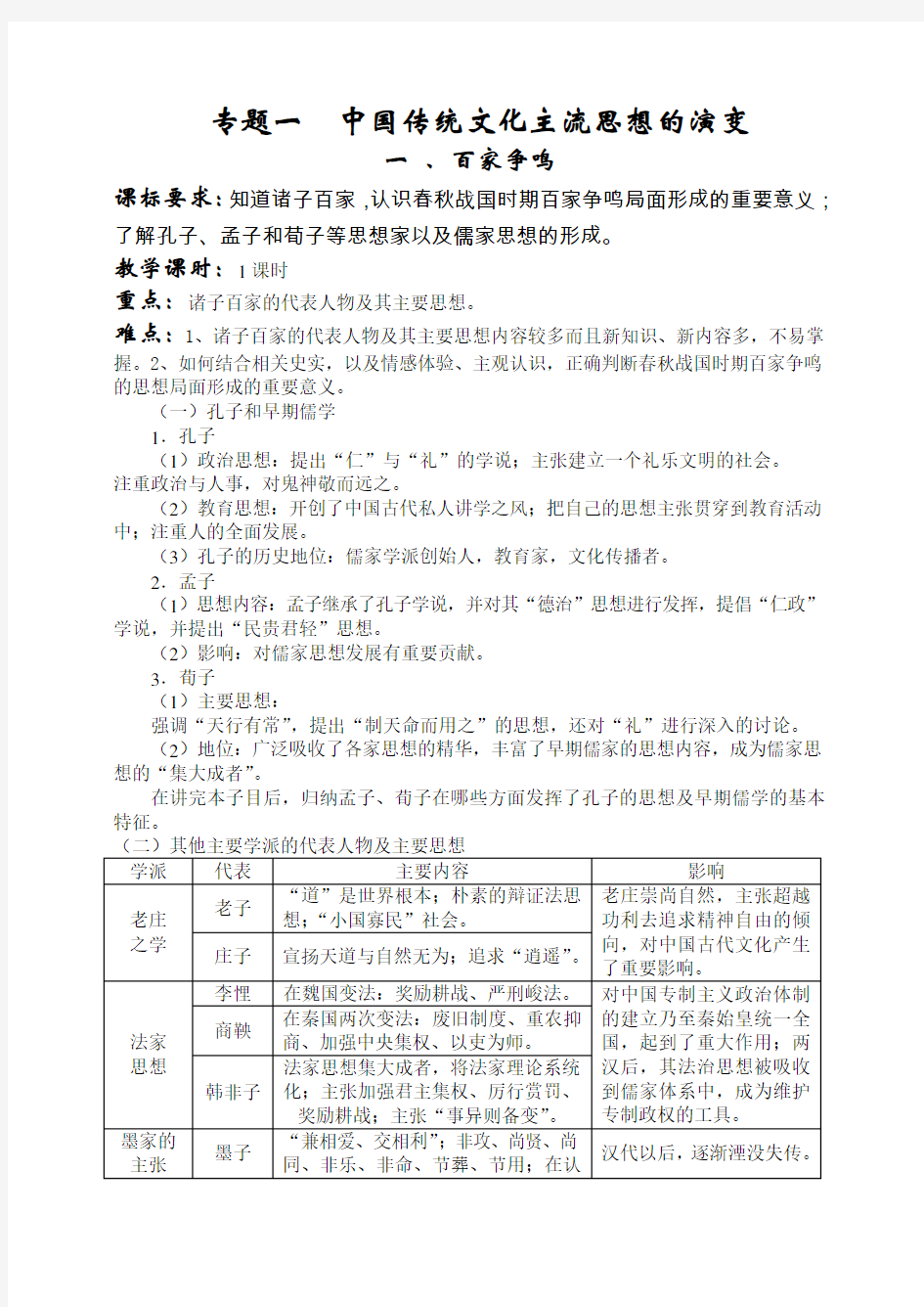 人民版必修3高中历史必修三教案(全套)