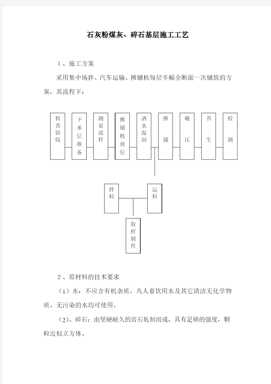 石灰粉煤灰、碎石基层施工工艺