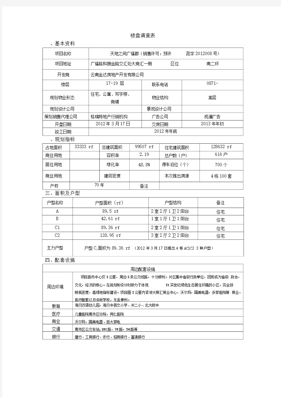 楼盘踩盘报告样本