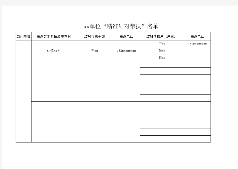 “精准结对帮扶”名单