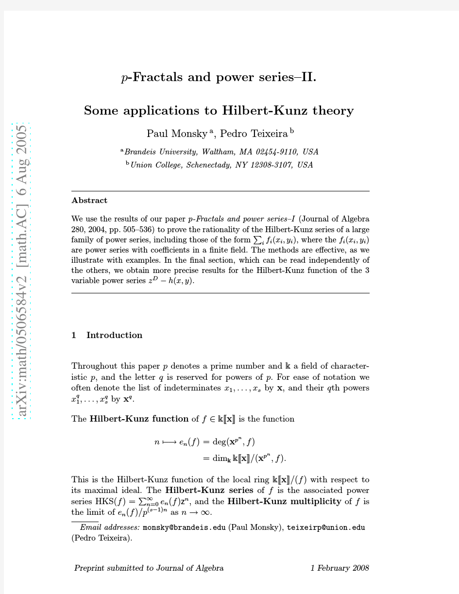 p-Fractals and power series--II. Some applications to Hilbert-Kunz theory