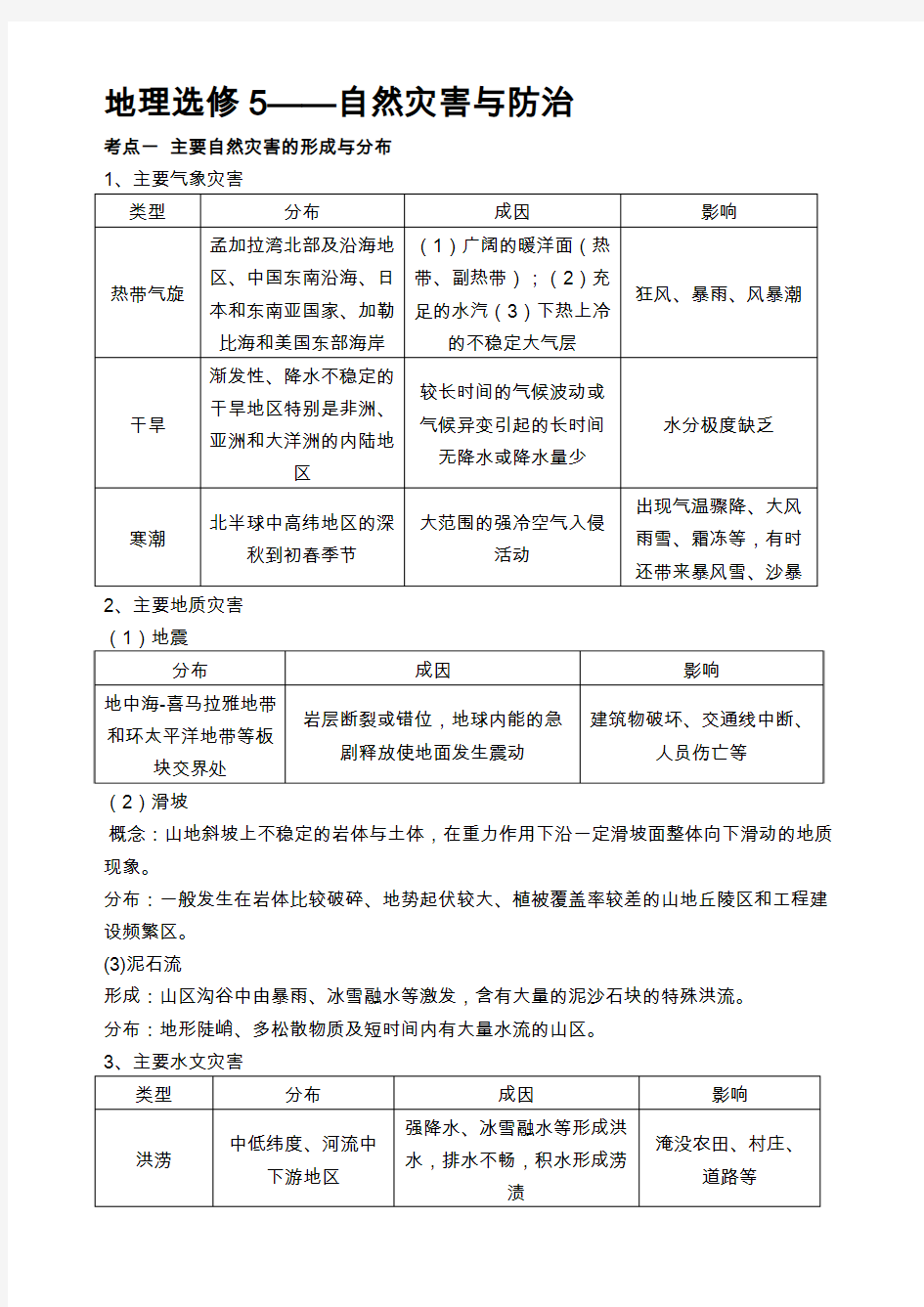 高中地理选修5、6知识总结