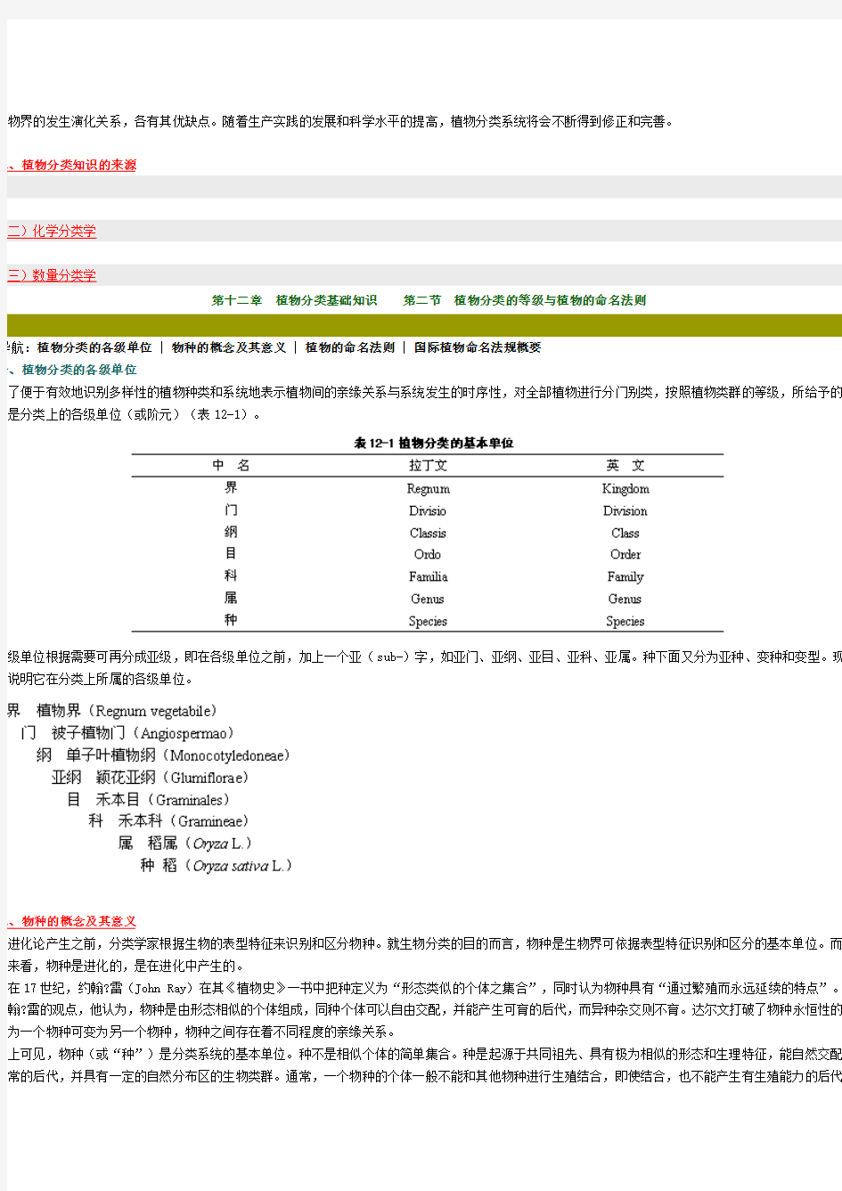 第十二章 植物分类基础知识