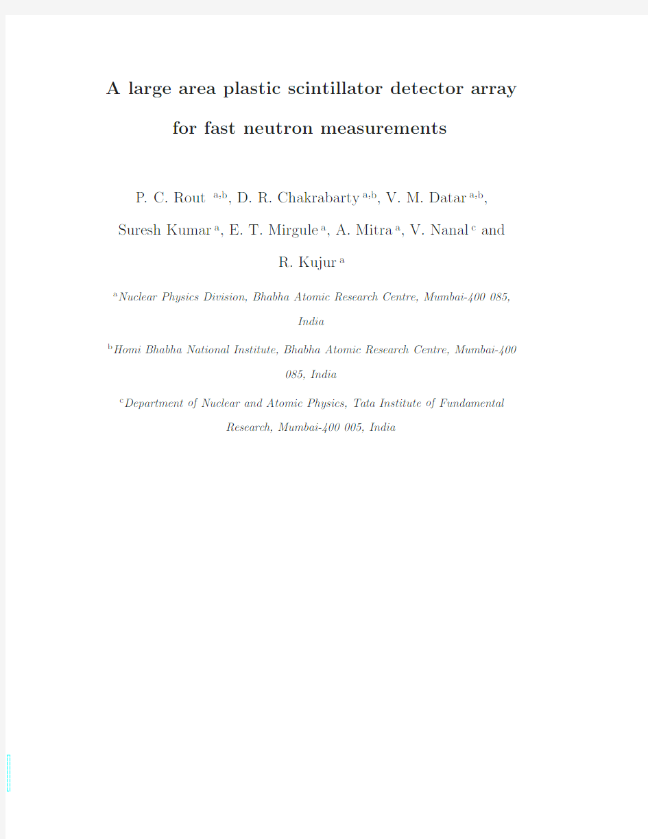 A large area plastic scintillator detector array for fast neutron measurements