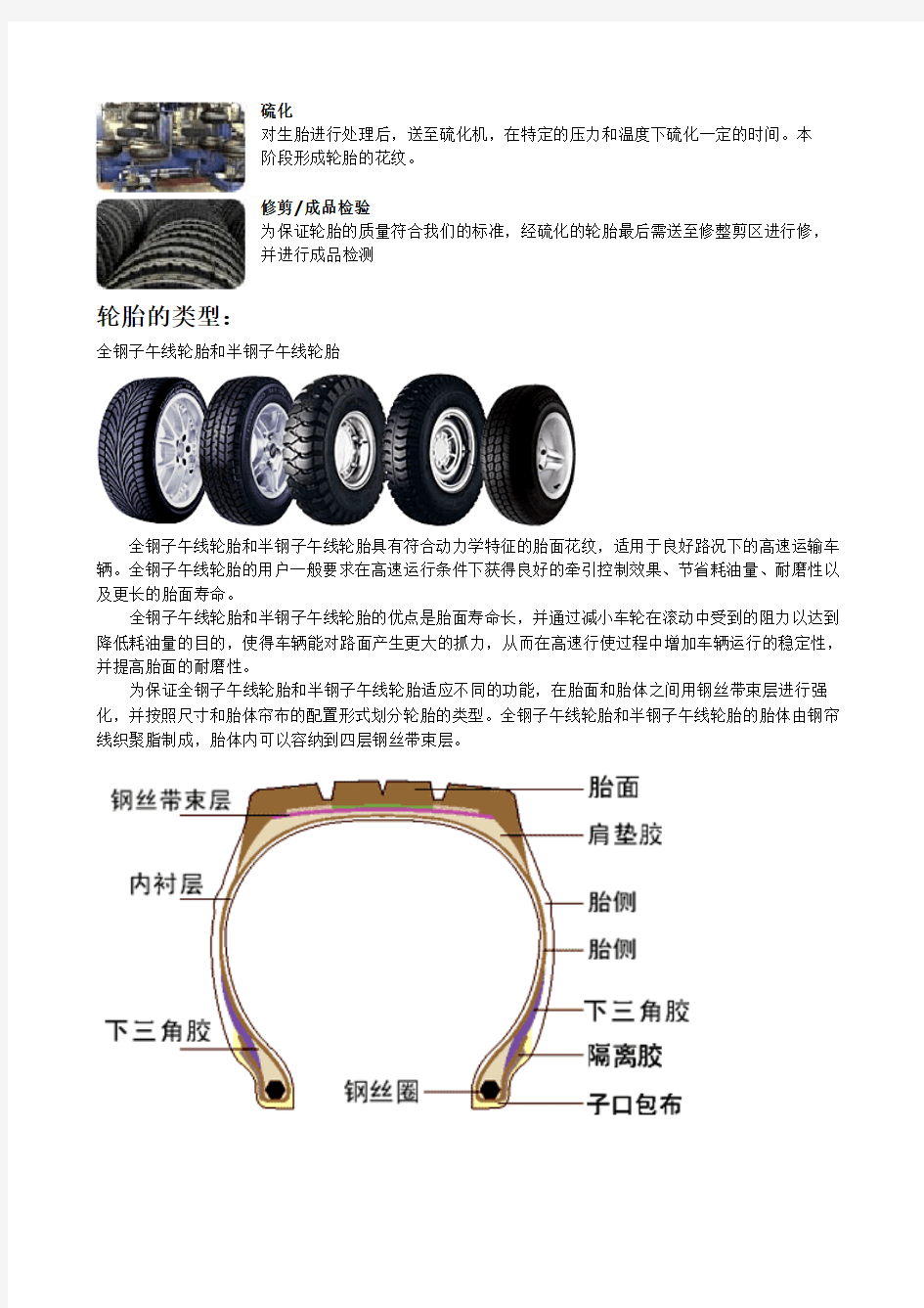 轮胎生产工艺及类型术语及图
