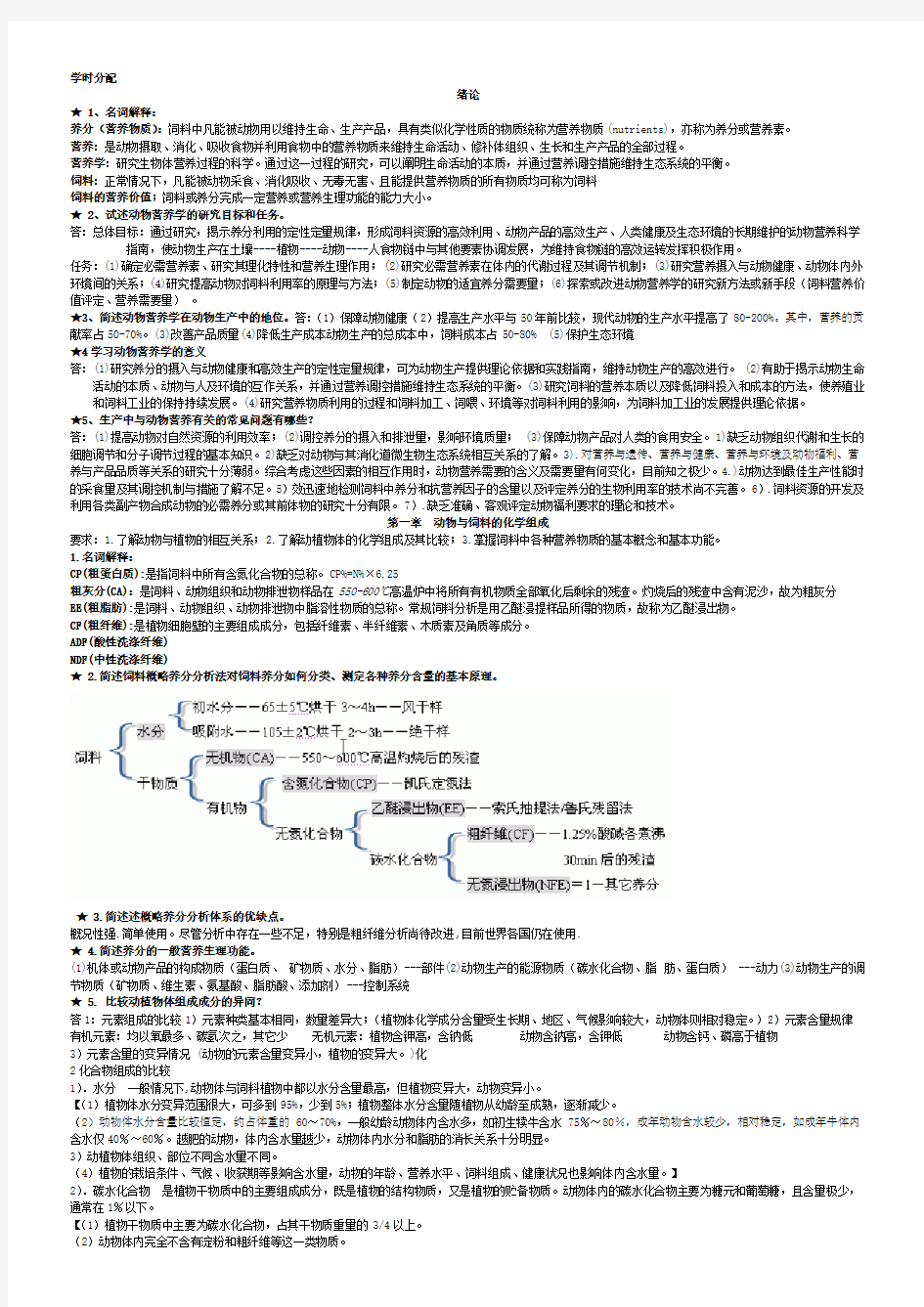 动物营养学复习资料及经典期末试题和答案(完美版)1