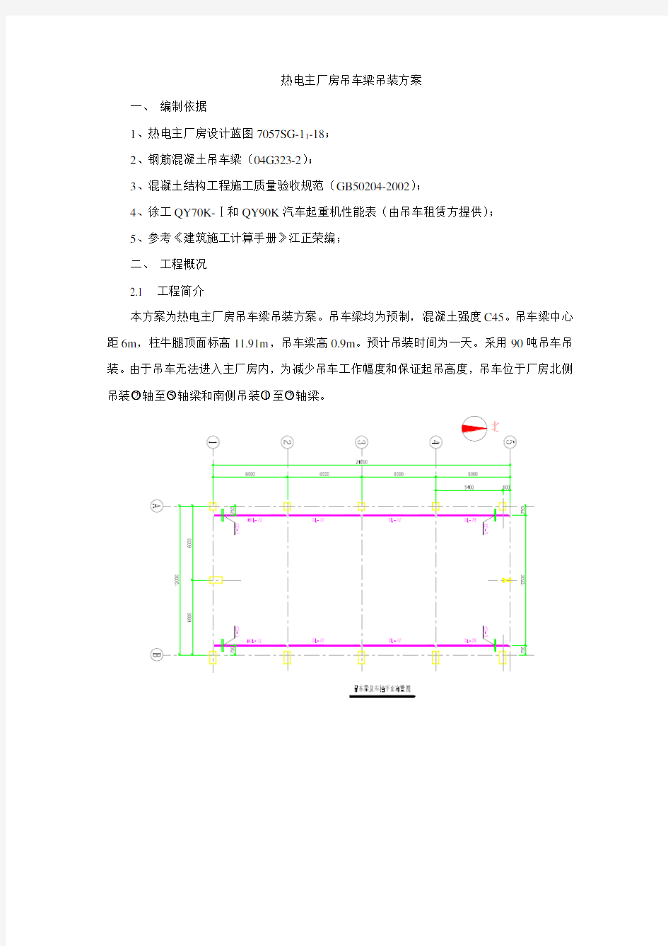 热电主厂房吊车梁吊装方案