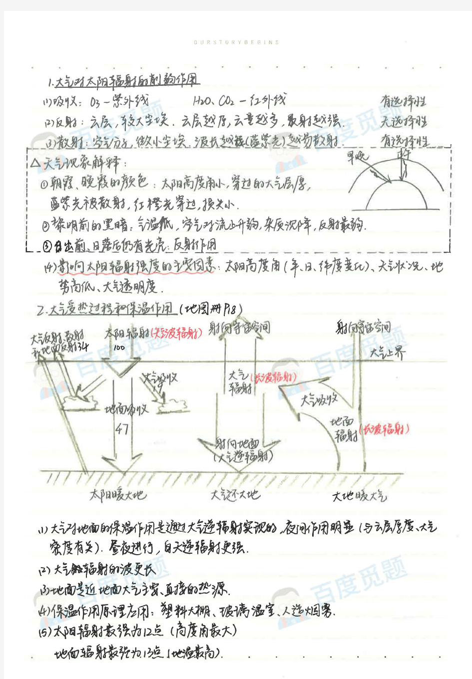 湖北襄阳五中文科学霸高中地理笔记_地球上的大气_2015高考状元笔记