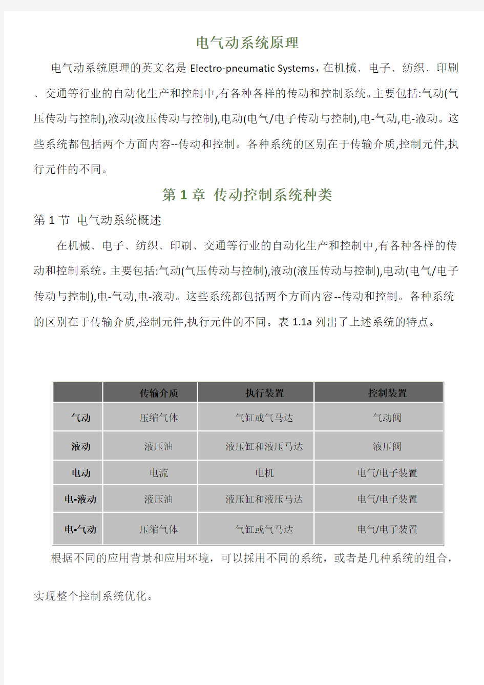 电气动系统原理