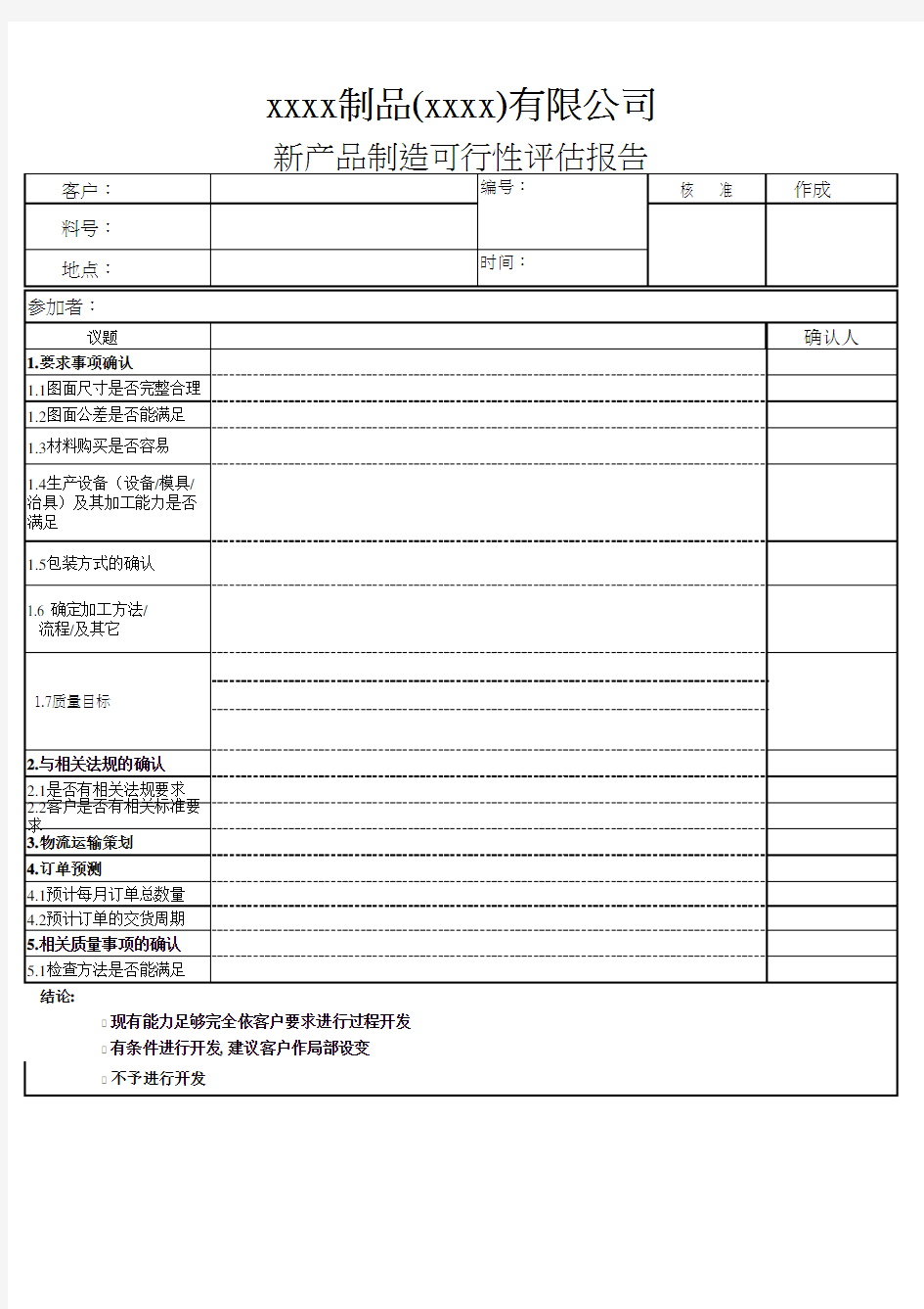 新产品制造可行性分析报告