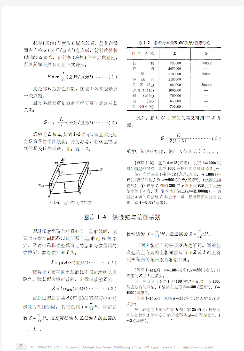 惯性矩与截面系数