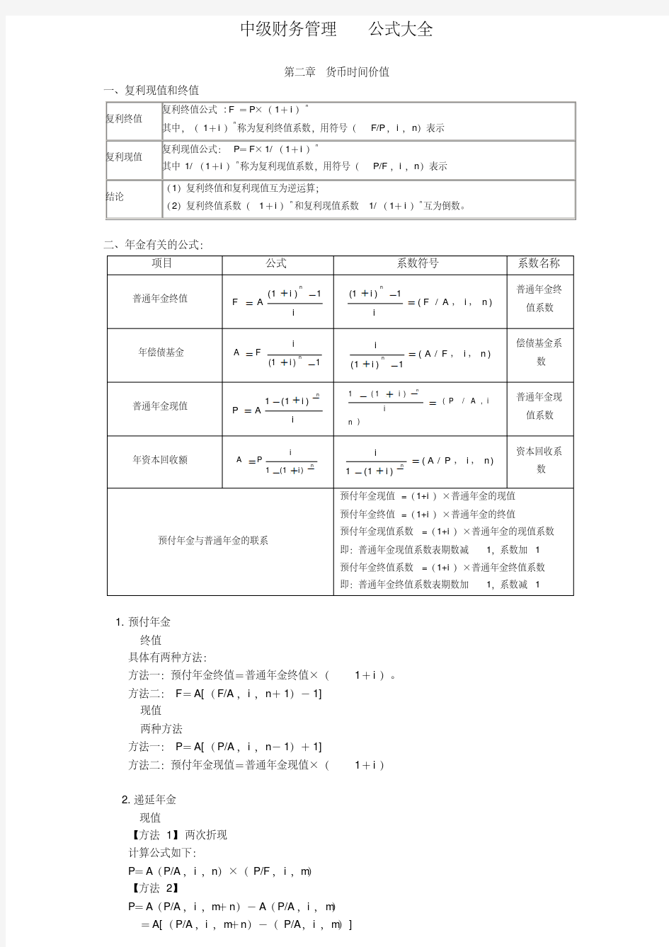 中级财务管理公式大全-精选.pdf