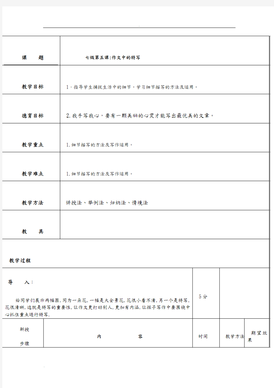 作文中的特写镜头