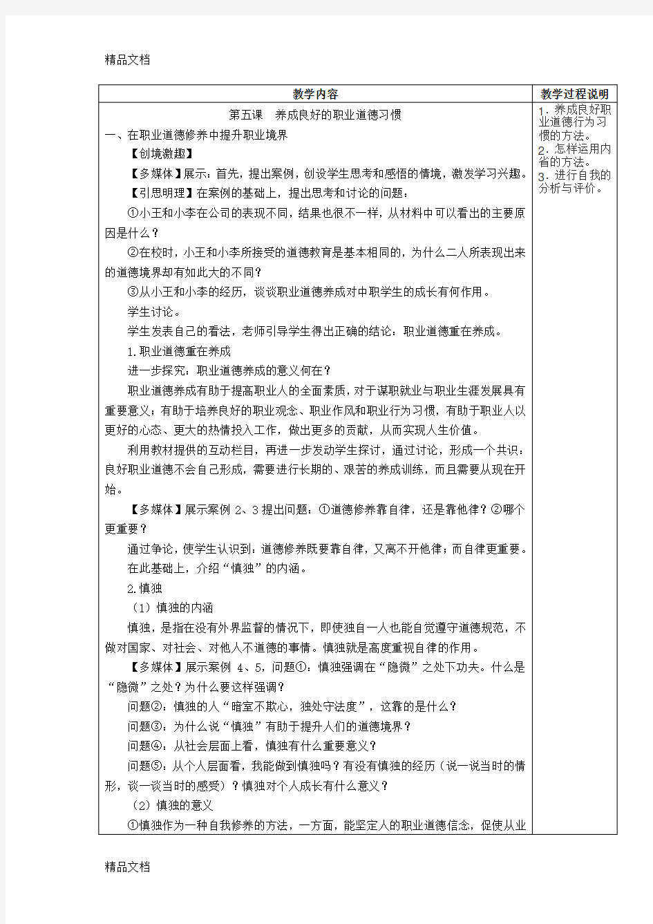 职业道德与法律第五课知识讲解