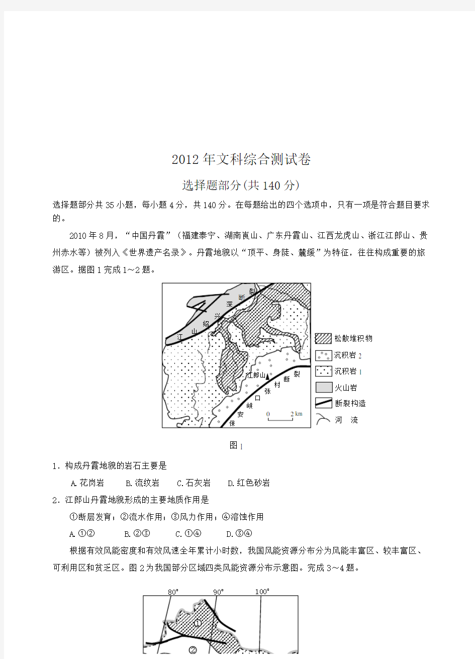 文科综合测试试题