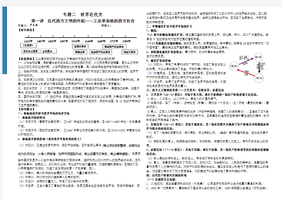 工业革命前的西方世界知识点