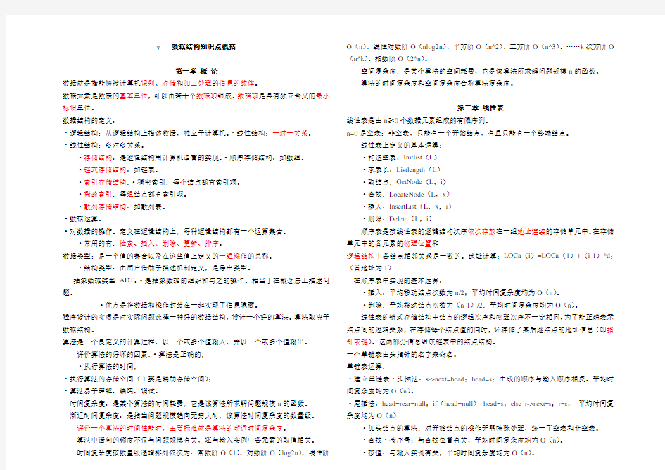 《数据结构(c语言版)》重点知识汇总