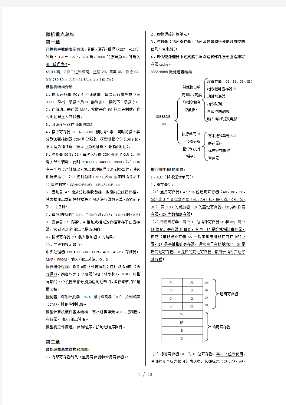 微机原理及接口技术期末复习资料重点归纳