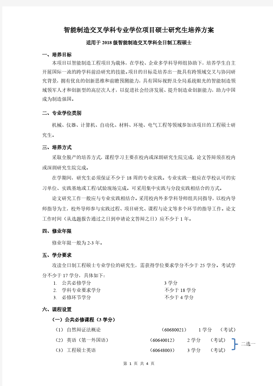 智能制造交叉学科专业学位项目硕士研究生培养方案