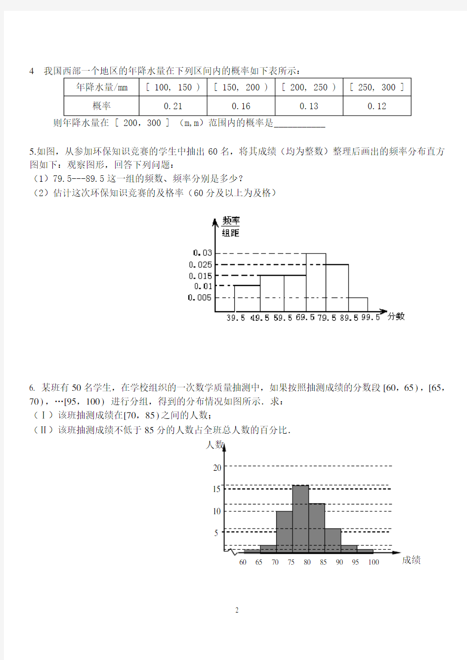 频率分布直方图和茎叶图练习