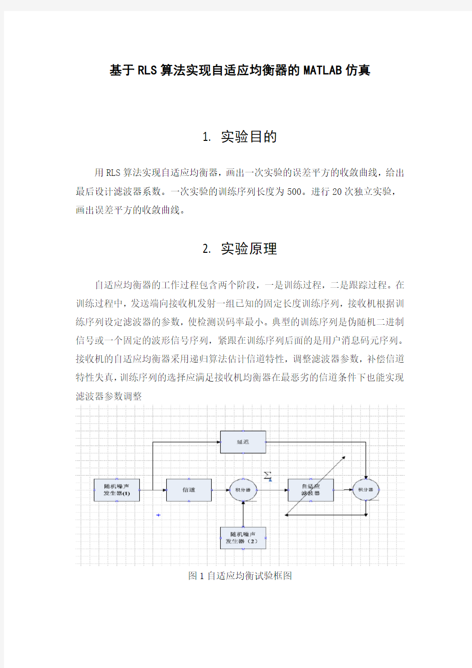 RLS算法实现自适应均衡器的Matlab仿真