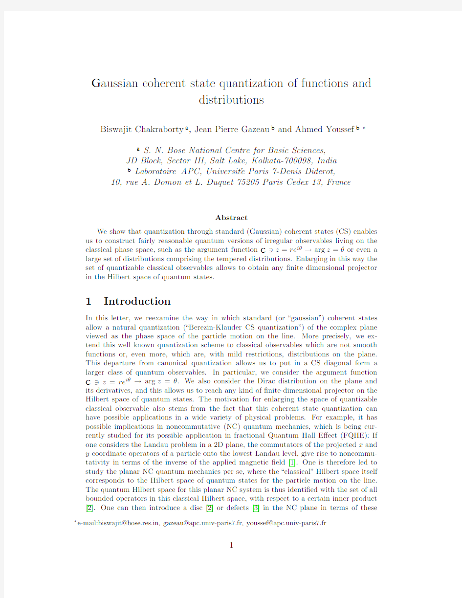 Gaussian coherent state quantization of functions and distributions