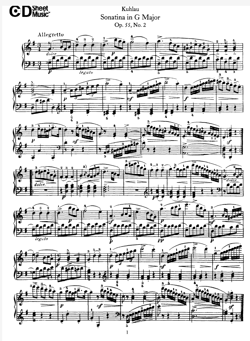 Op.55-2库劳小奏鸣曲作品55之2