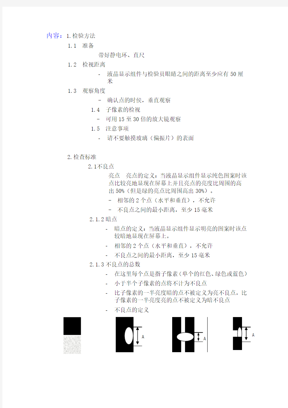 电视液晶屏检验标准